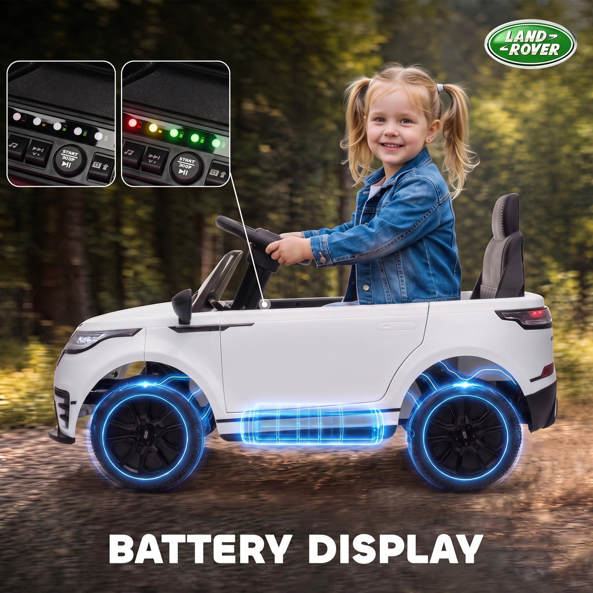 AIYAPLAY Range Rover Velar Licensed 12V Electric Car for Kids with Remote, 4-Wheel Suspension, Slow Start for 2-4 Years, White