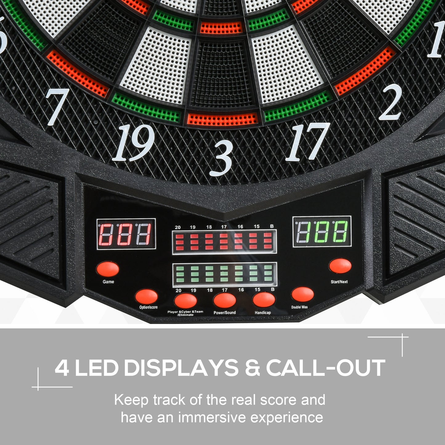 HOMCOM Dart Board Set, Electronic Dartboard with LED Digital Score Display, Soft Tip Darts, 27 Games, Speaker Sound
