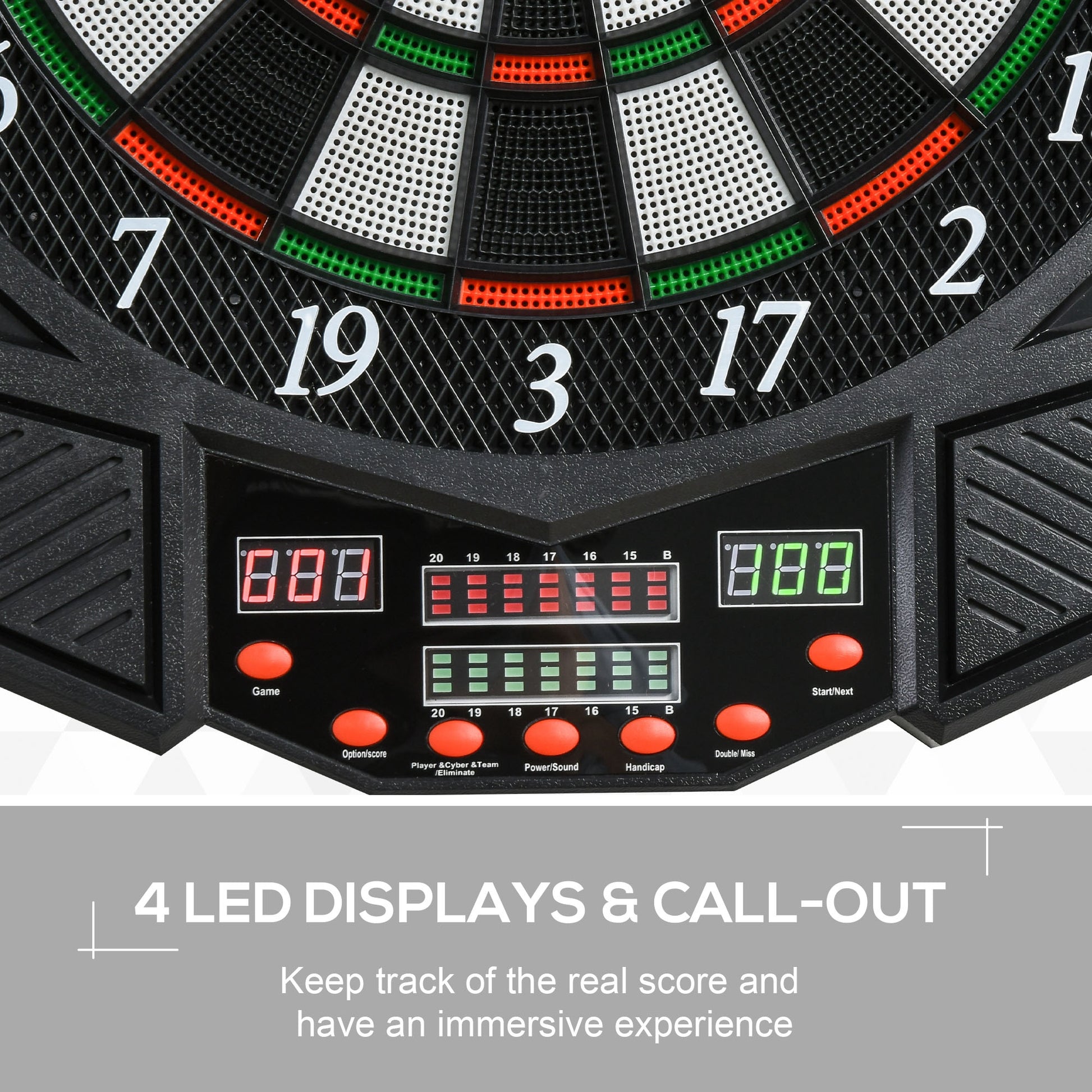 HOMCOM Dart Board Set, Electronic Dartboard with LED Digital Score Display, Soft Tip Darts, 27 Games, Speaker Sound