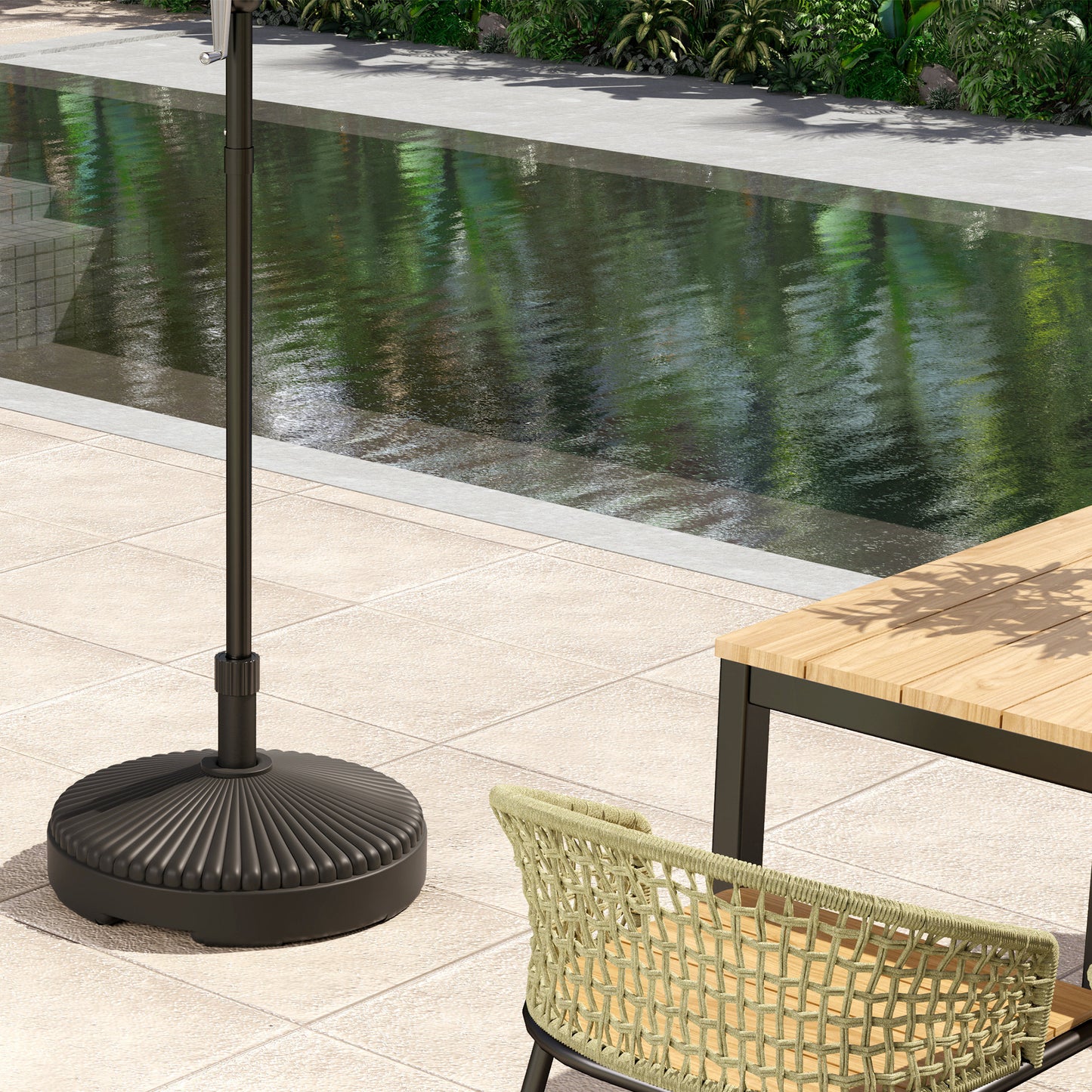 Outsunny Garden Parasol Base Holder, 28kg Sand Filled, 23kg Water Filled, Sun Umbrella Base, Î¦55 x 30H cm Black