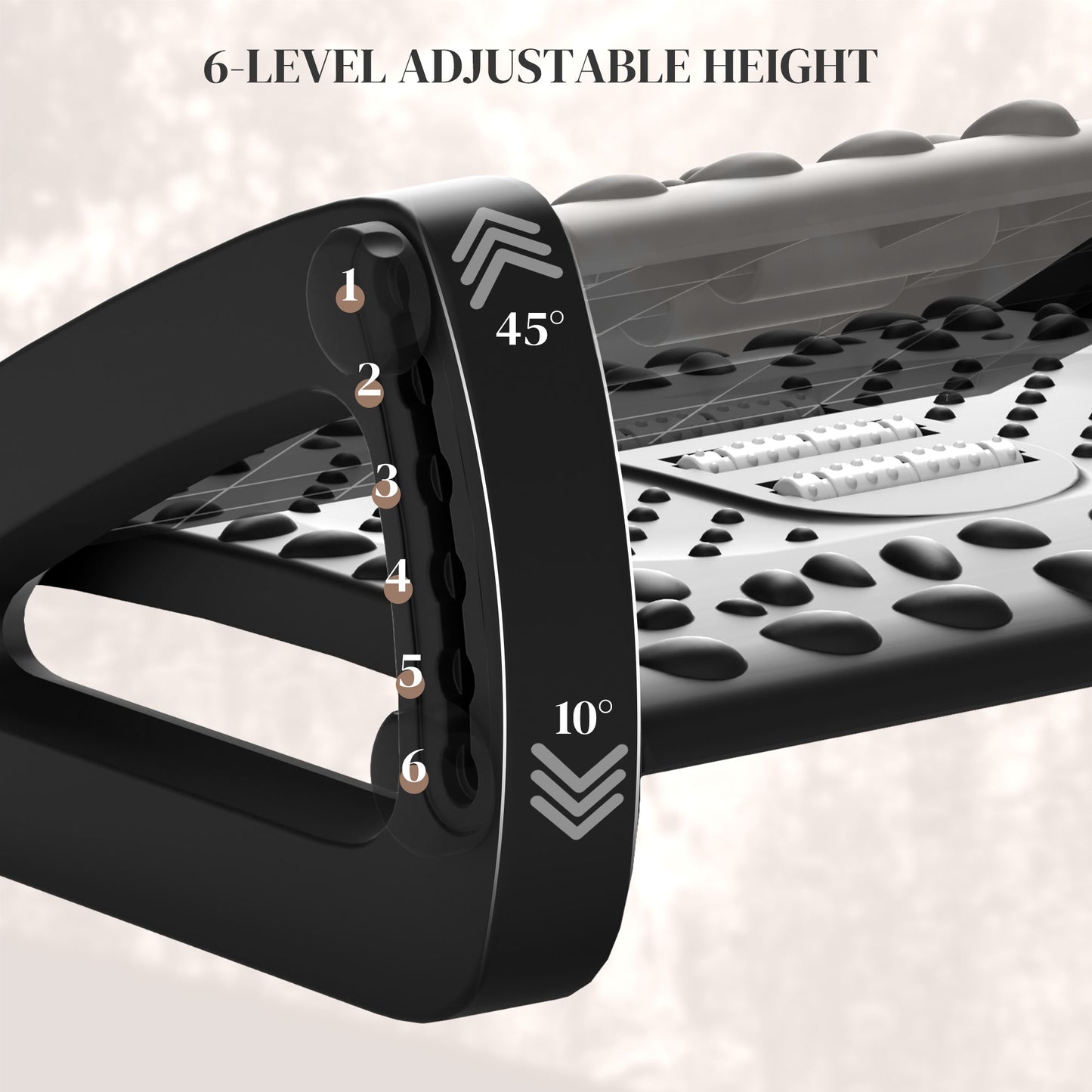 HOMCOM 10Â°-45Â° Six-Angle Massage Footrest - Black