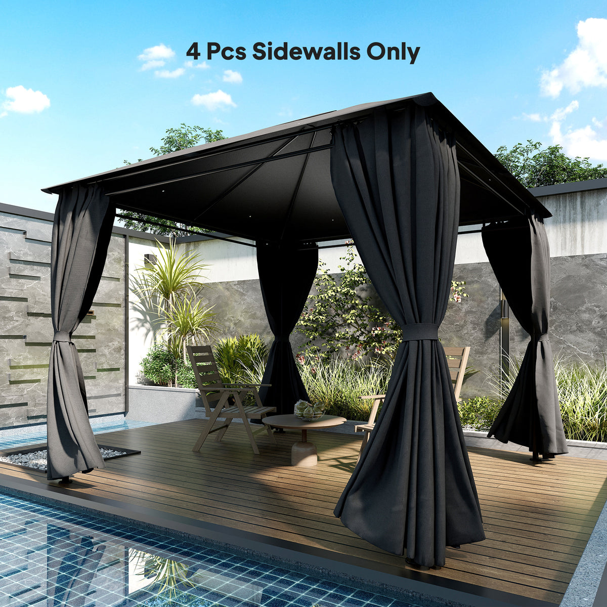 Outsunny 4 Pack Replacement Gazebo Curtains Privacy Panel for Most 3 x 3 m Gazebo, Outdoor Shelter Sidewalls, Dark Grey
