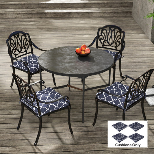 Outsunny 4-Piece Seat Cushion Pillows Replacement, Patio Chair Cushions Set with Ties for Indoor Outdoor, Blue