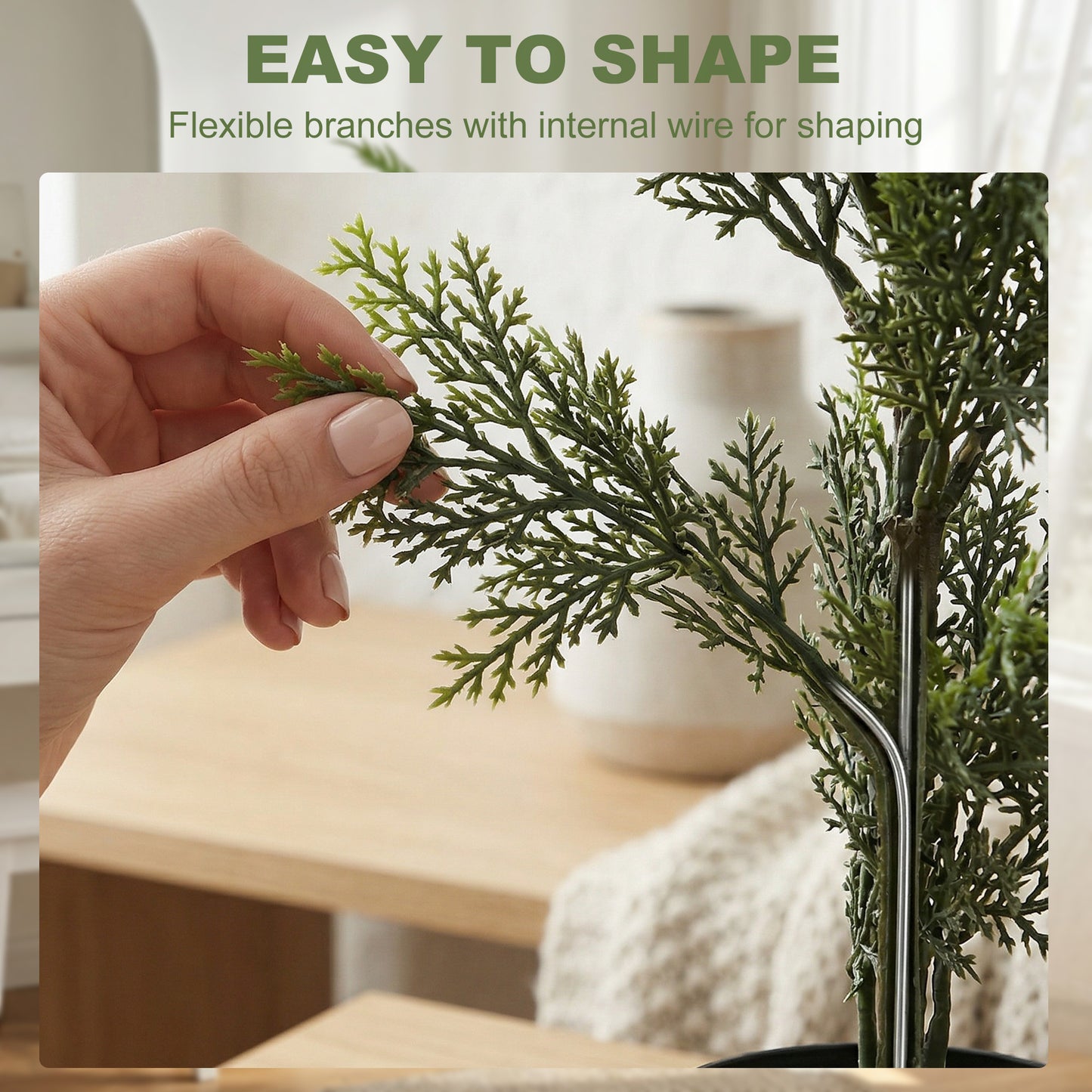 HOMCOM Set of 2 Decorative Artificial Plants Cypress in Weighted Pot, Fake Plant with 564 Leaves, 90cm