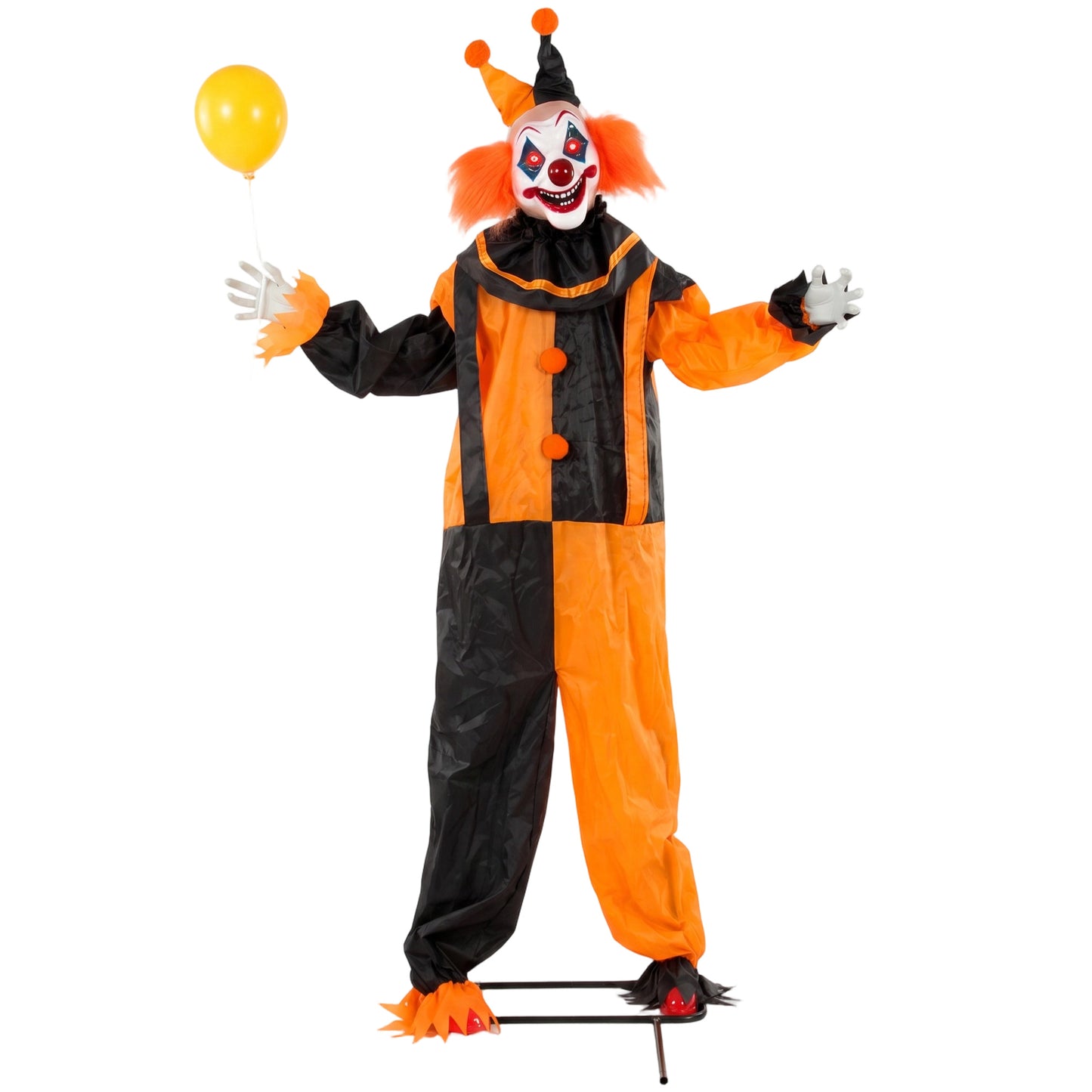 HOMCOM 190cm Life Size Animated Clown Halloween Decoration, Scary Halloween Animatronics Decor with Sound Touch Activated