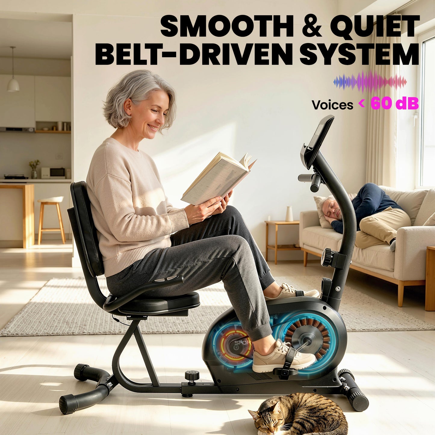 SPORTNOW Recumbent Exercise Bike for Home, Stationary Bike with Bluetooth, App Connectivity, Quiet 8-Level Magnetic Resistance