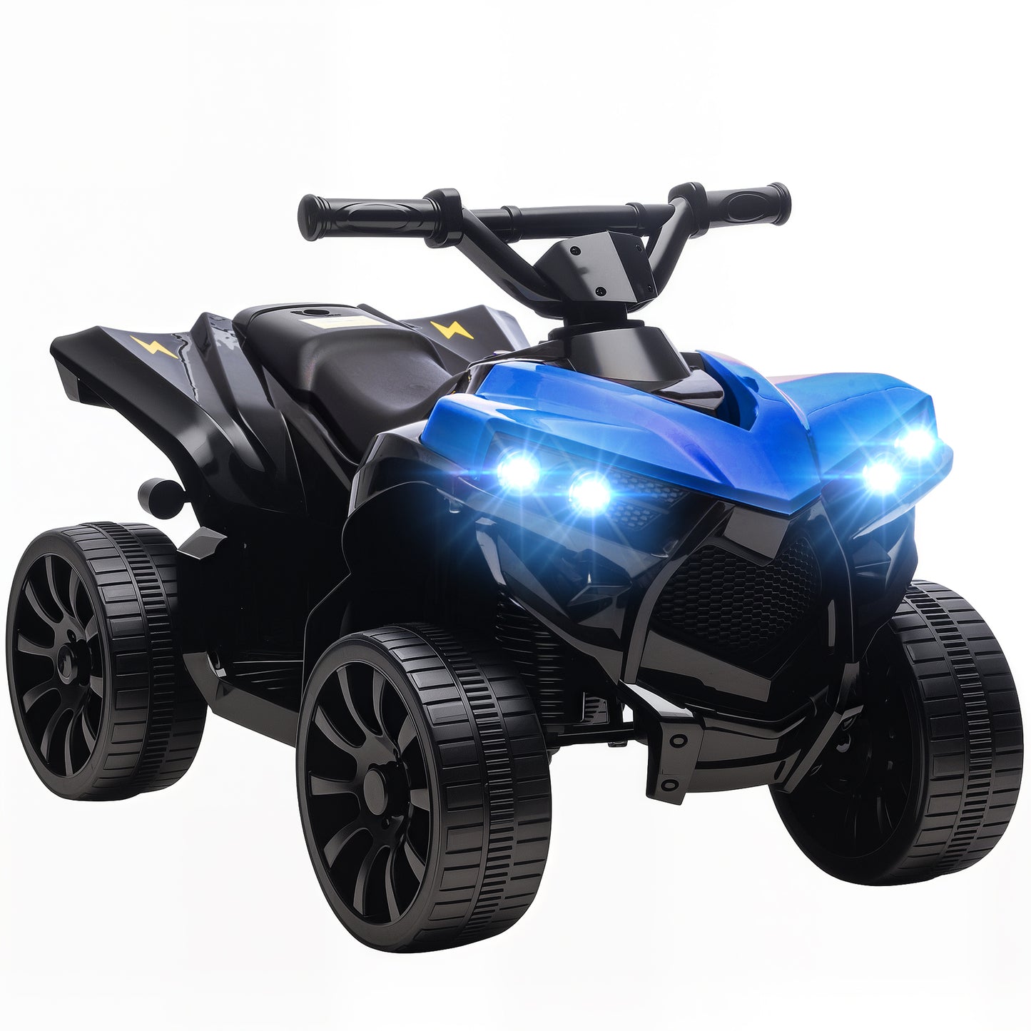 AIYAPLAY 6V Kids ATV, 4 Wheeler Electric Ride on Car with Music and LED Headlights, for Ages 18-56 Months Boys and Girls, Blue