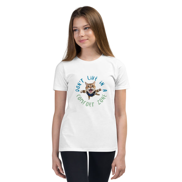 Skydiving Youth Short Sleeve T-Shirt - Freefall Cat