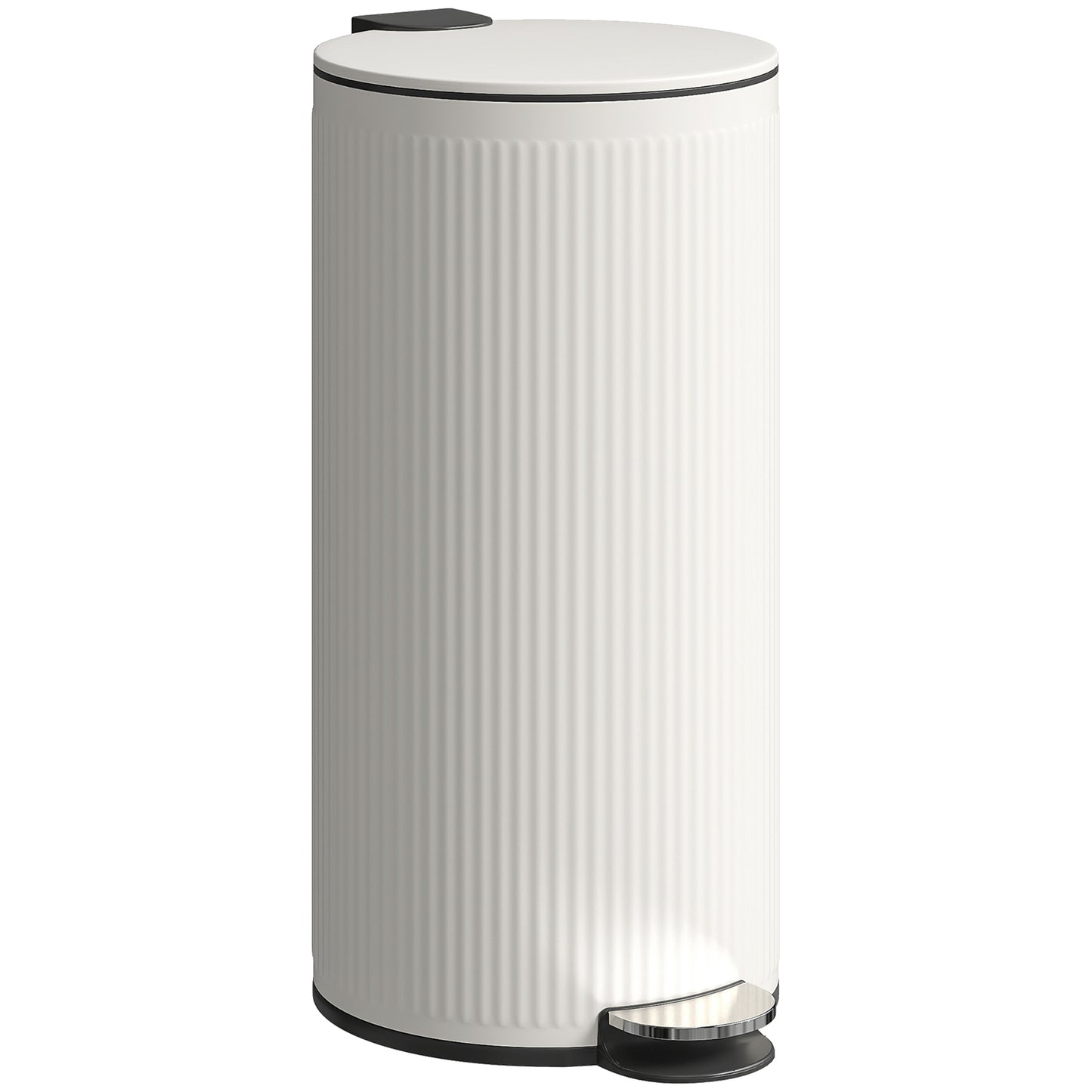 HOMCOM Kitchen Bin, 30 Litre Pedal Rubbish Bin with Removable Bucket, Cream