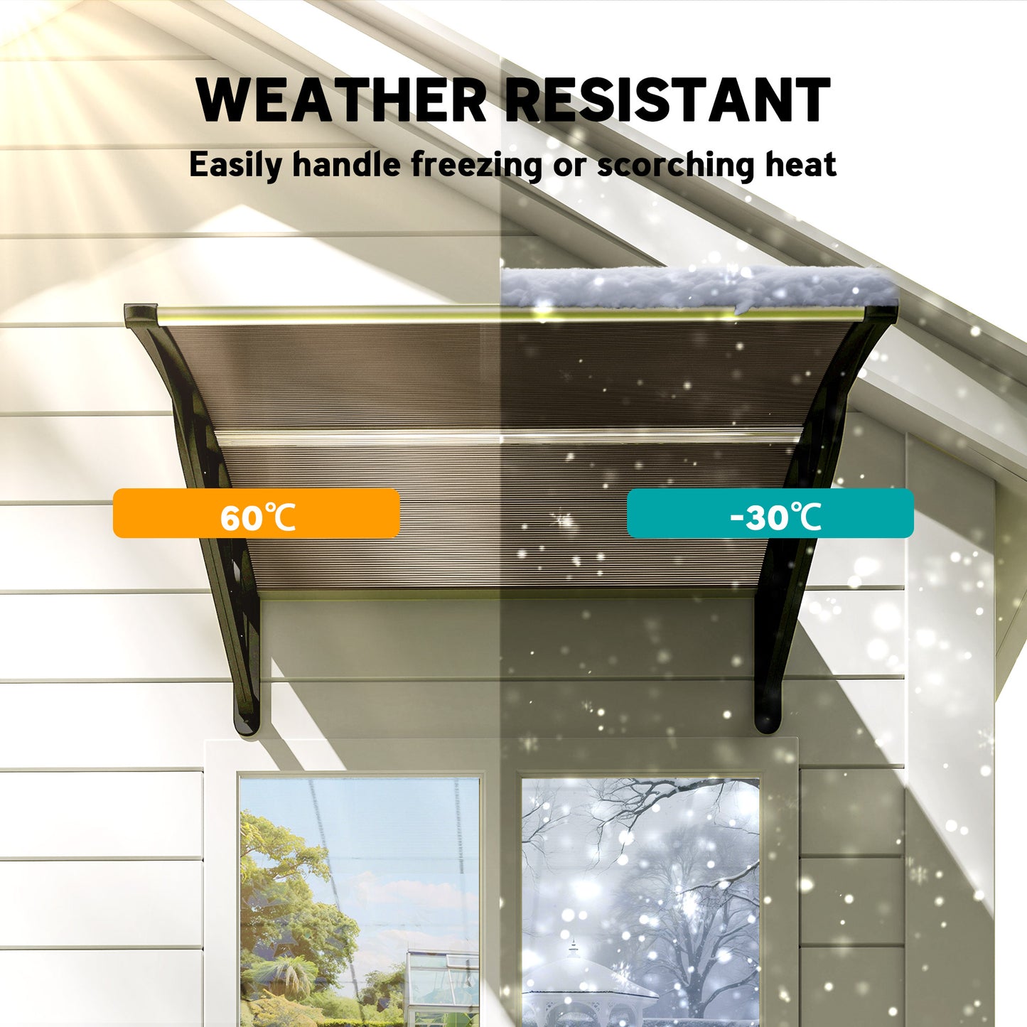 Outsunny Front Door Canopy, Outdoor Awning, Rain Shelter for Window, Porch and Front/Back Door, 103 x 96.5 cm, Brown