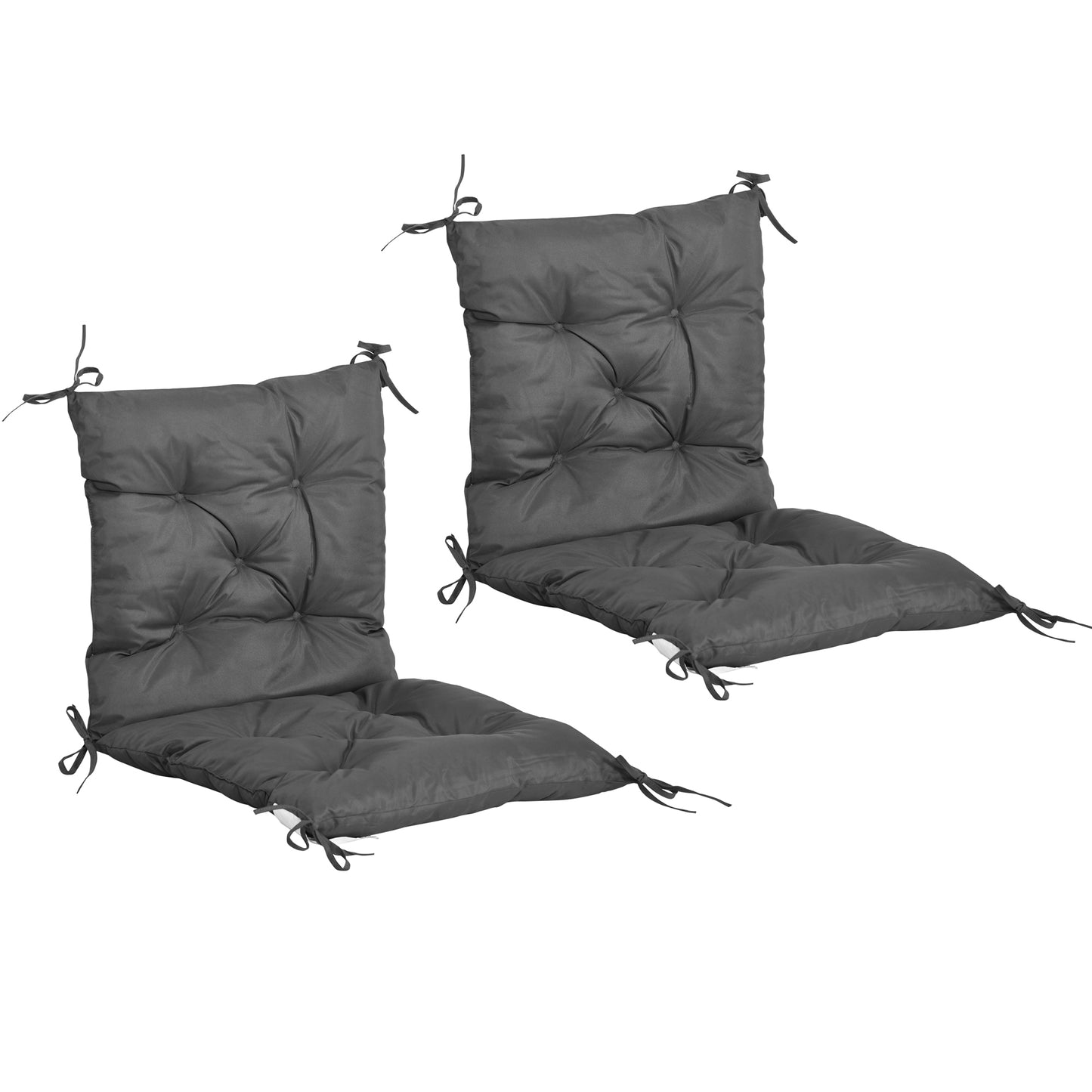 Outsunny Set of Two Outdoor Seat Cushions - Dark Grey Default Title