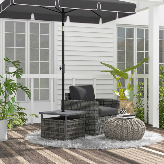 <ul style="list-style:disc;margin-left:15px;"><li>Modern & Stylish Design: Square outdoor table with small storage box underneath - easy to keep your garden tidy.</li><li>Parasol Hole: Placed in the middle of the table to hold an outdoor umbrella so you are kept protected from direct sun rays.</li><li>Steel Table Top: Powder coated for extra protection