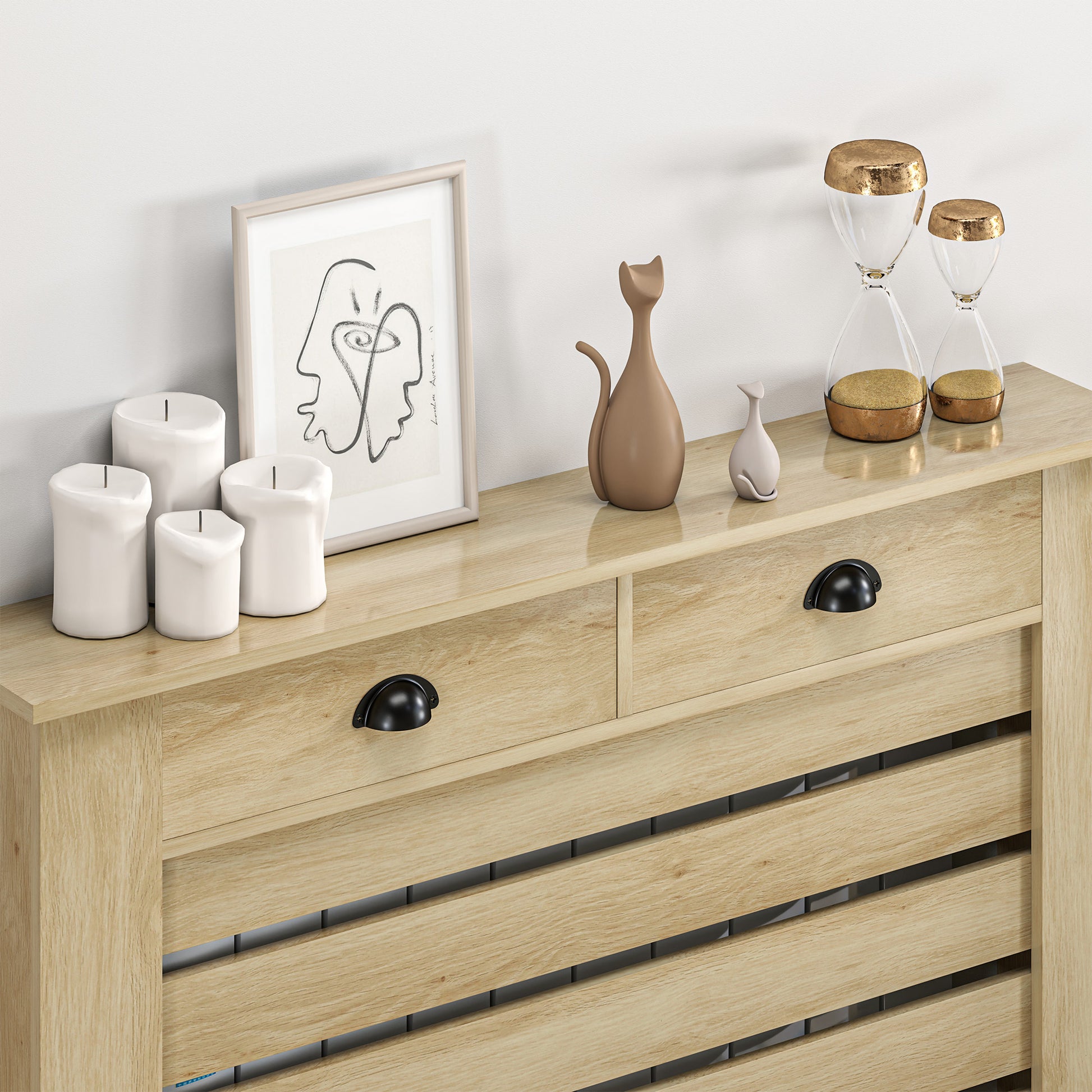 HOMCOM 95.5H x 111Wcm Radiator Cover, with Drawer - Oak