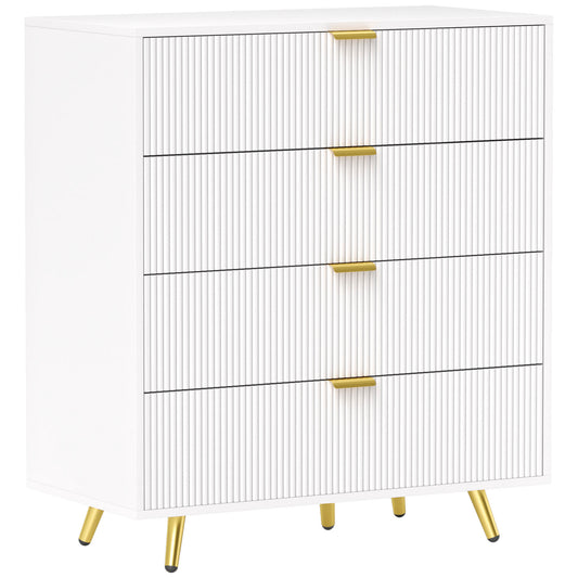 HOMCOM Elegant Four-Drawer Bedside Table - White