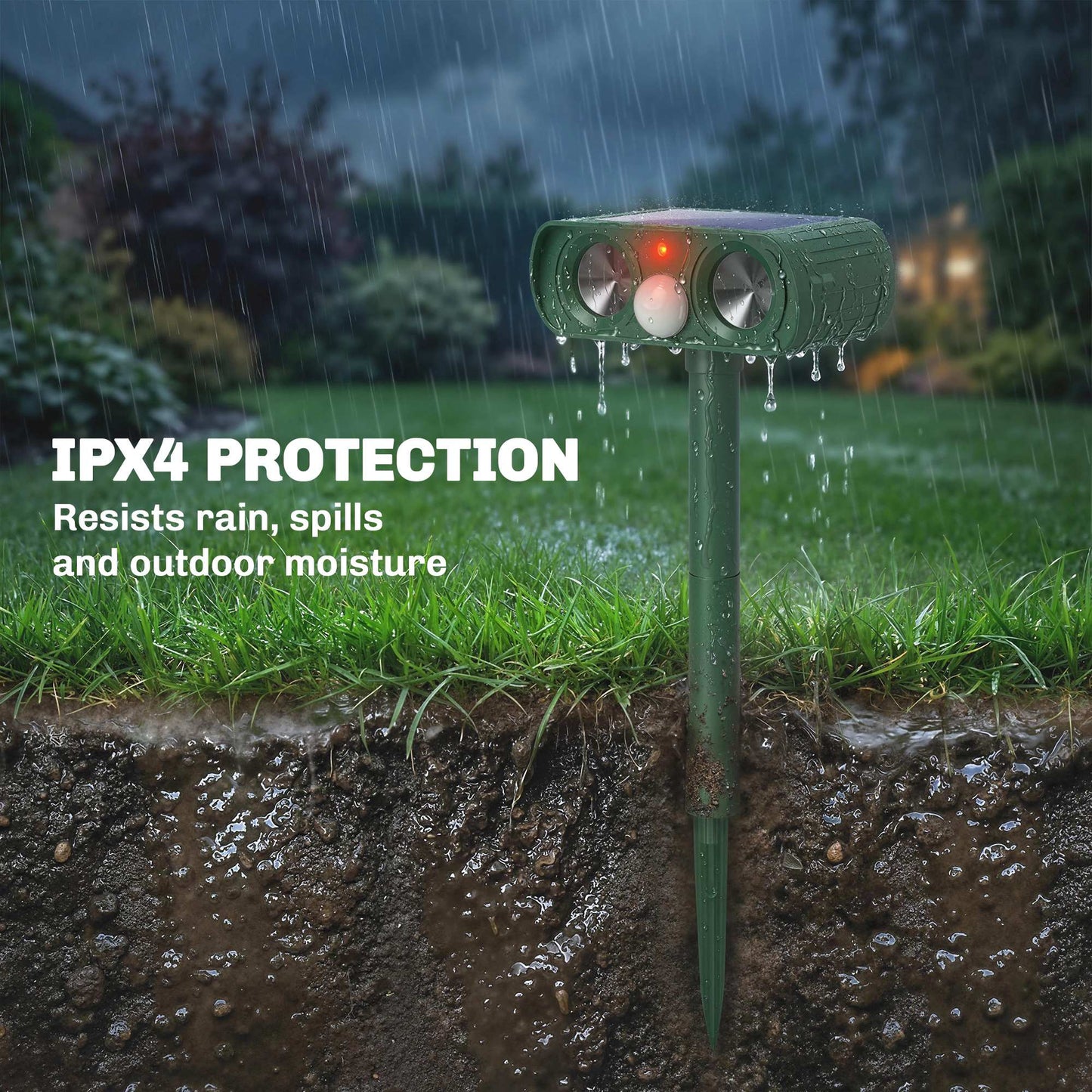 Outsunny Ultrasonic Cat Repellent, PIR Motion Sensor 110Â°, LED Flash, Solar Cat Deterrents for Gardens UK