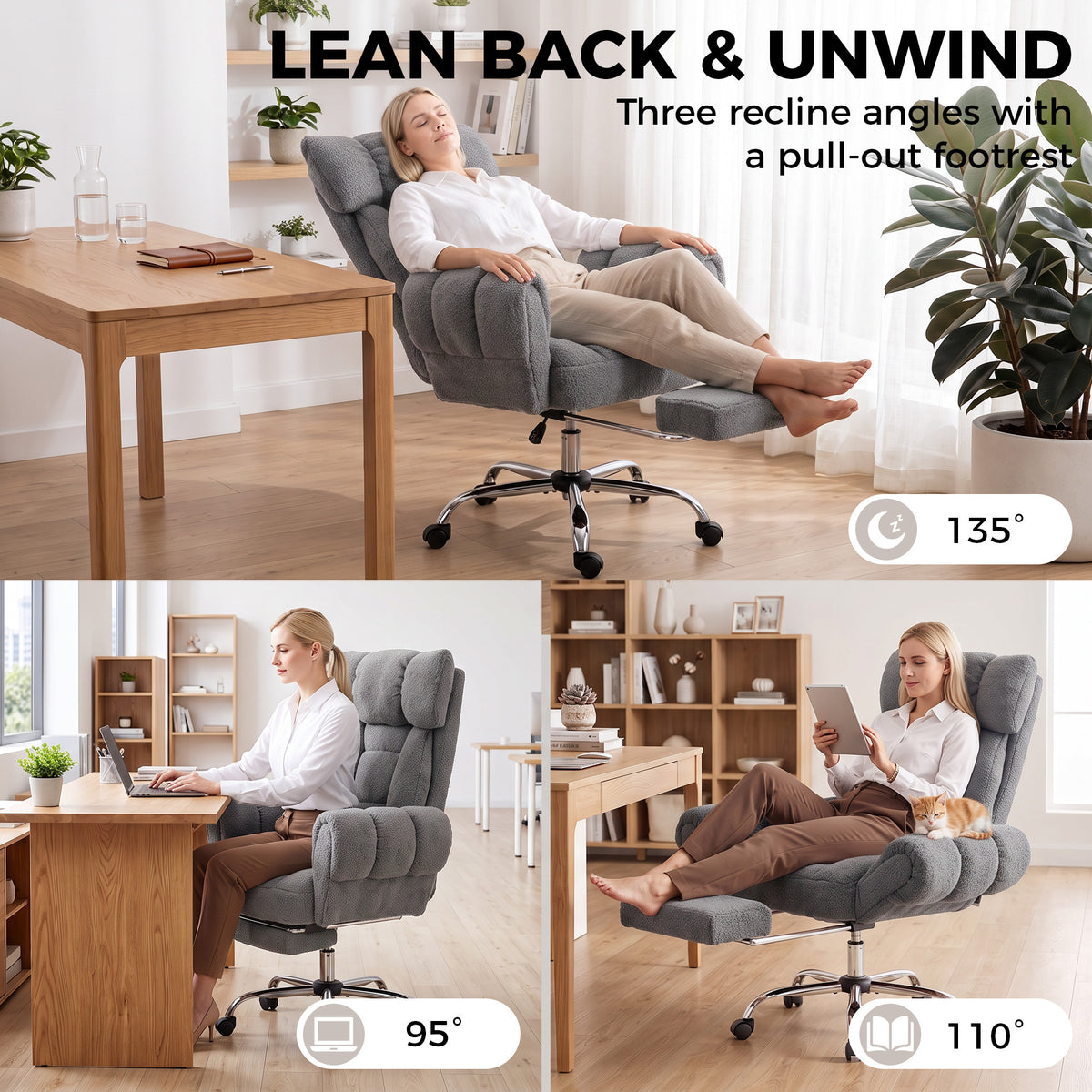 HOMCOM Criss Cross Office Chair with Flip-Up Armrests, Reclining Desk Chair with Wide Seat, Footrest, Wheels, Grey