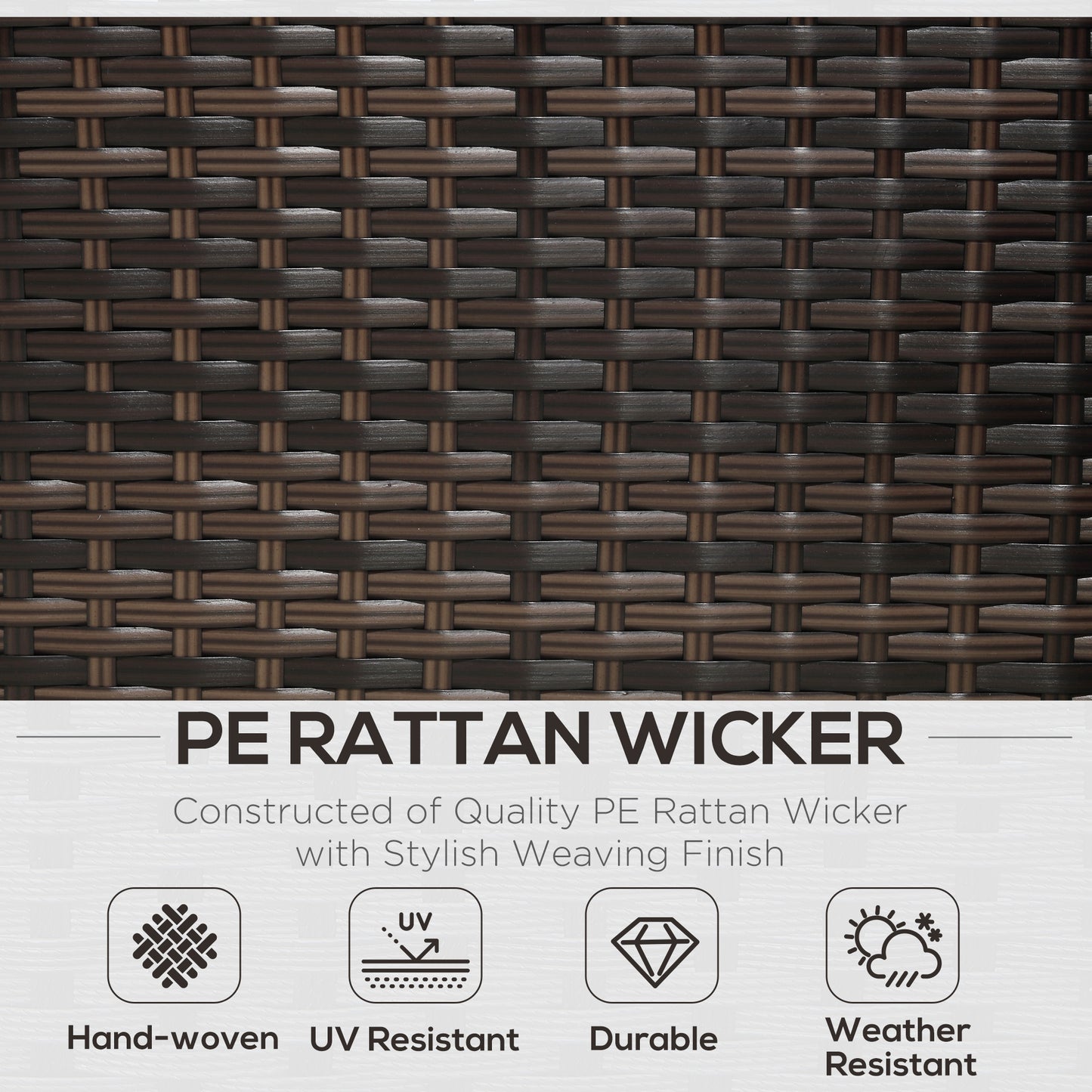 Outsunny 3 Pieces Rattan Garden Furniture Sofa Set, 4 Seater Garden Corner Sofa with 5-Level Reclining Sun Lounger and Storage Coffee Table, Outdoor Furniture Conservatory Set with Cushions, Brown