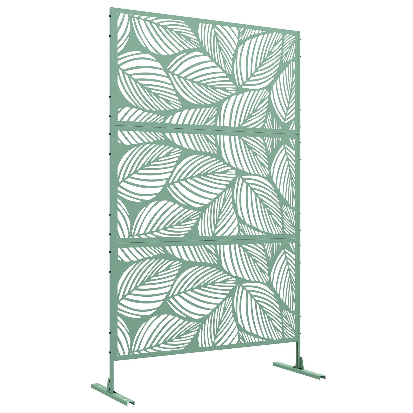 Outsunny Metal Decorative Privacy Screen Outdoor Divider, Green Leaf Default Title