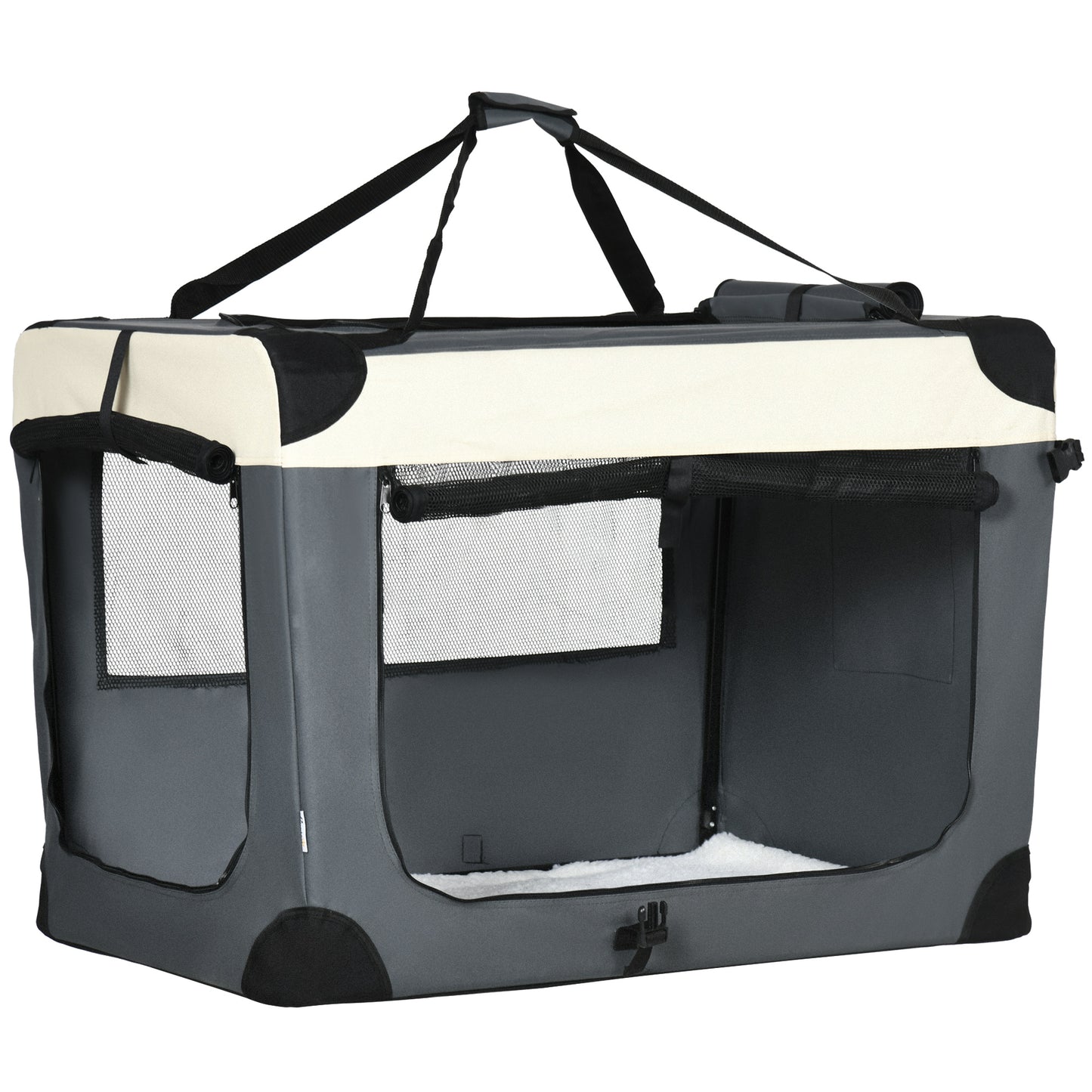 PawHut 91cm Foldable Pet Carrier, with Cushion, for Large Dogs and Cats - Grey Default Title