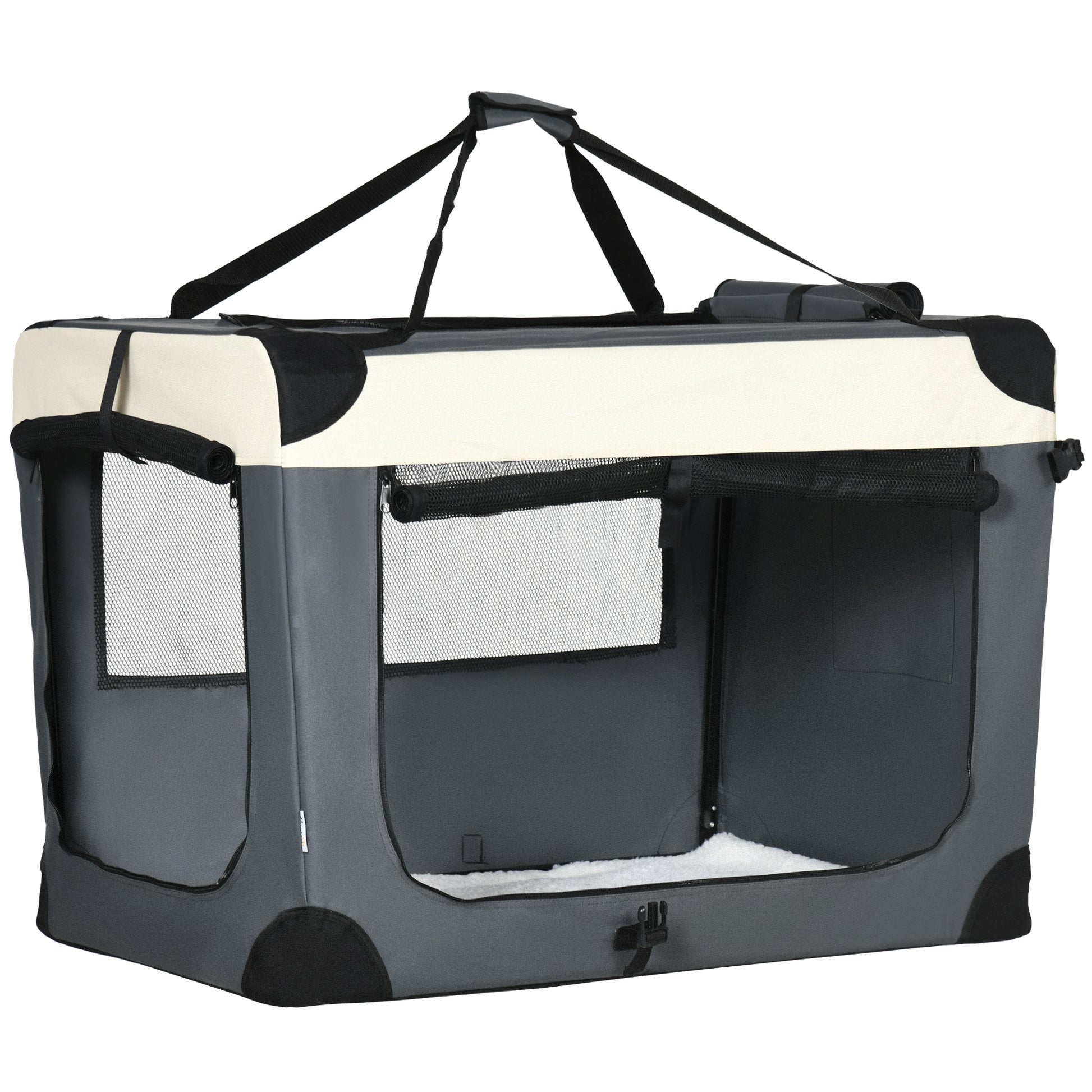 PawHut 91cm Foldable Pet Carrier, with Cushion, for Large Dogs and Cats - Grey Default Title