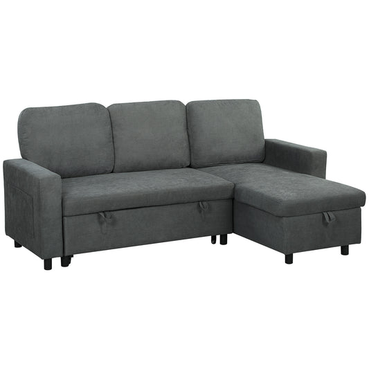 HOMCOM Pull Out Sofa Bed with 113 x 49cm storage space - Charcoal Grey