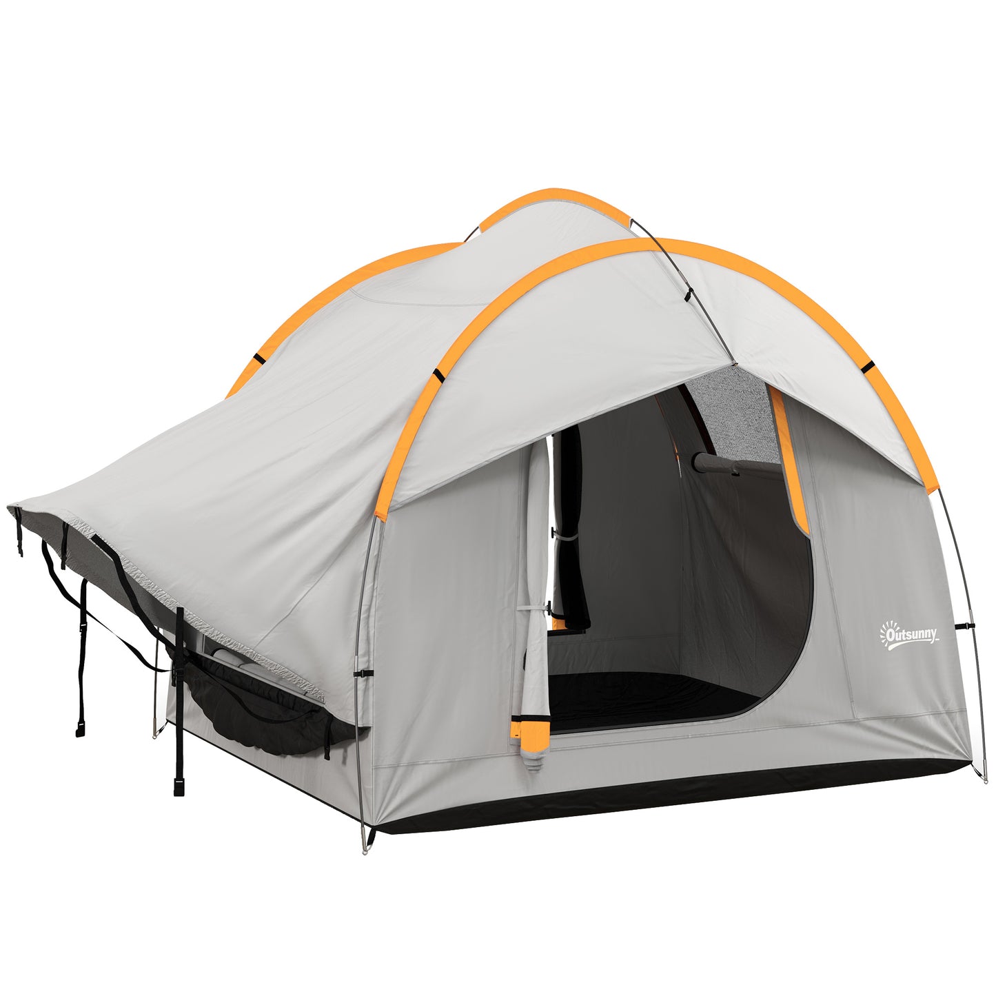 Outsunny SUV Car Tent for Camping, Waterproof PU2000mm, 5 Man Tailgate Tent, 2.4 x 2.1 m, Grey and Orange Default Title