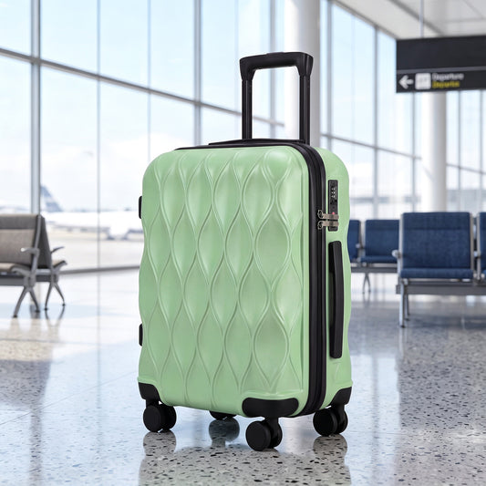 HOMCOM 22Inch 56cm Suitcase, ABS Hard Shell Carry On Luggage with TSA Lock, Spinner Wheels, Telescopic Handle, Green
