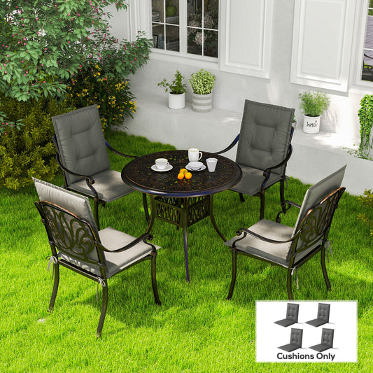 Outsunny Set of Four Padded Garden Seat Cushions - Light Grey