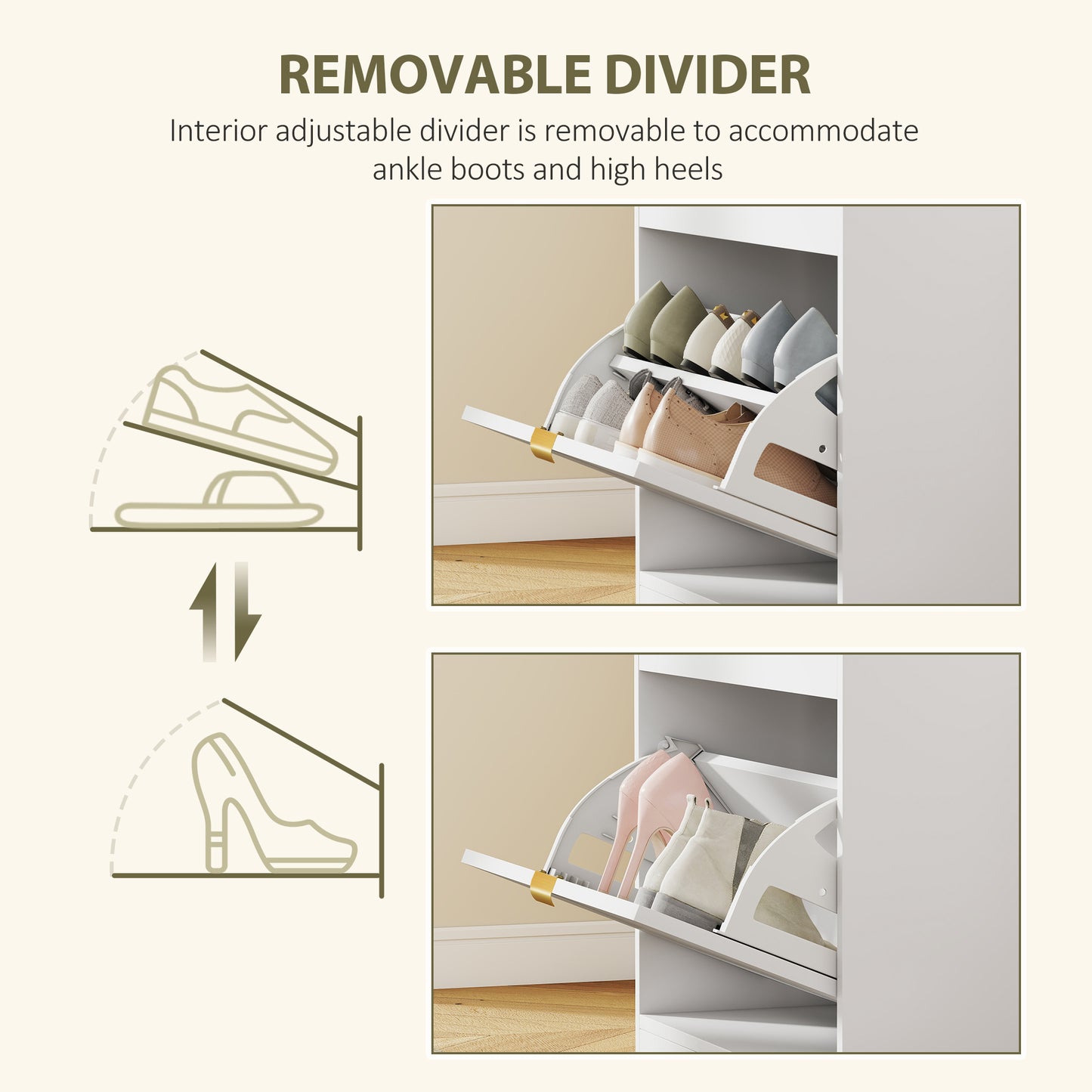 HOMCOM Shoe Storage with Seat, Upholstered Entryway Bench, Shoe Bench with 1 Flip Drawer and 4 Vents for 5 Pairs of Shoes
