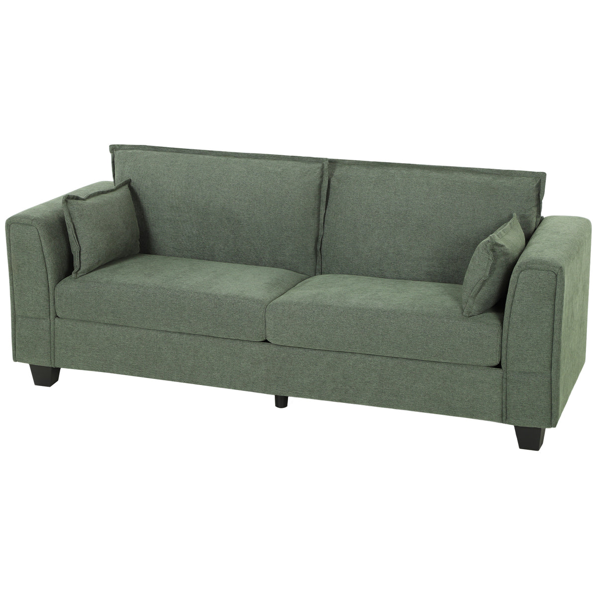 HOMCOM 3 Seater Sofa, Linen Upholstered Sofa Couch with Spring Cushions, Thick Padding, Wide Padded Armrests, Green Default Title