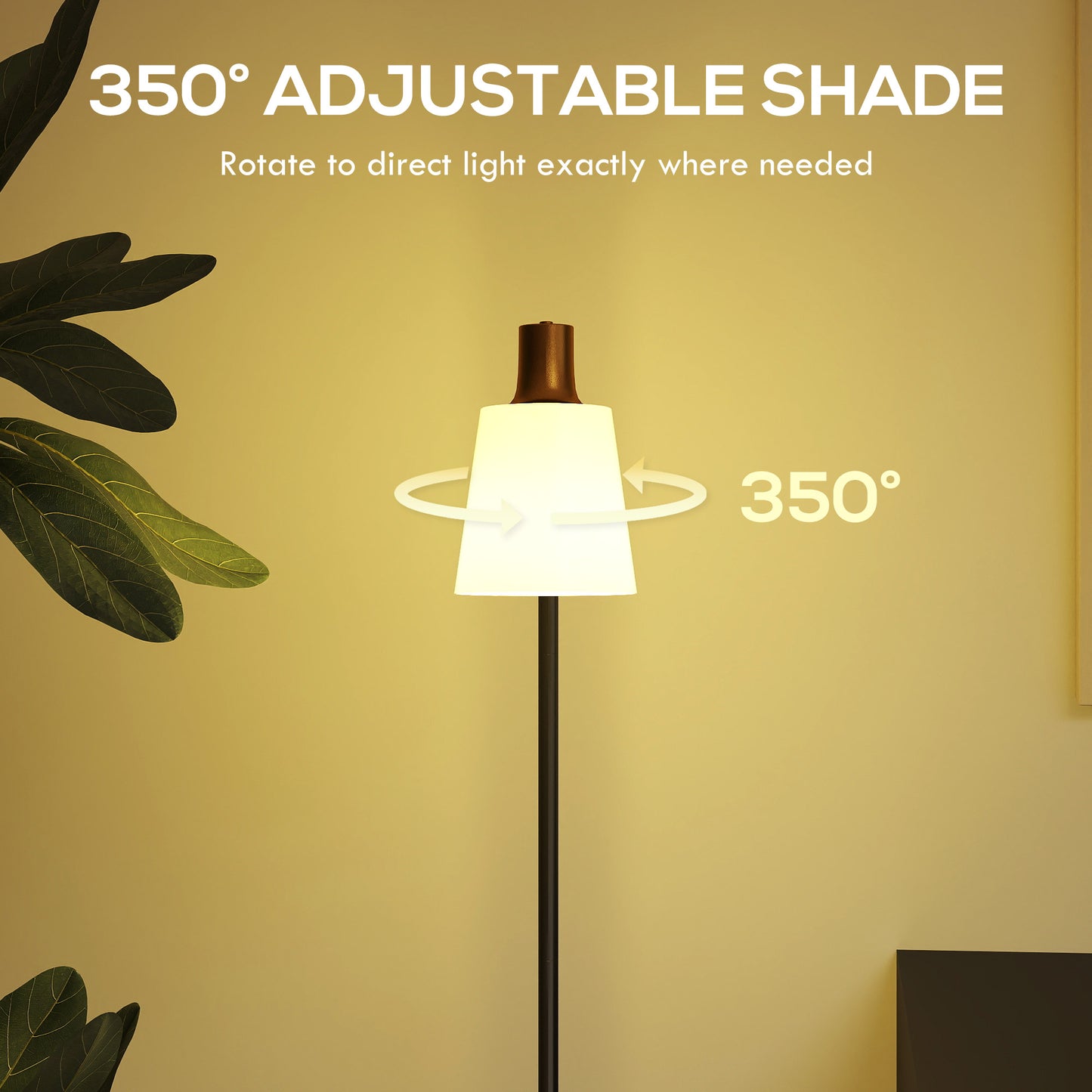 HOMCOM Floor Lamp with 350Â° Rotatable Head, Modern Standing Lamp with 3000K/4000K/6500K Colour Temperatures for Living Room Office, Black