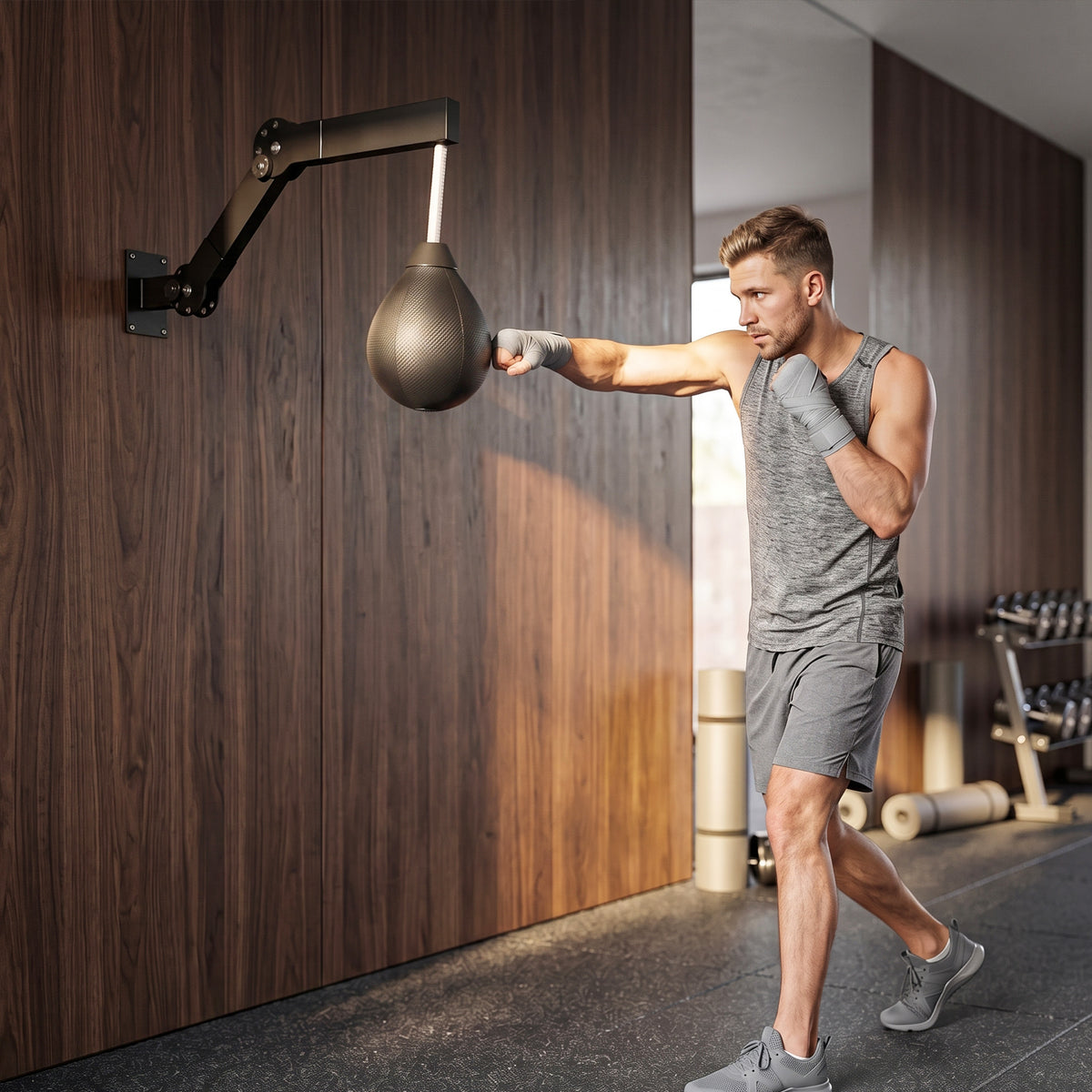 SPORTNOW Wall Mount Speed Bag, Height Adjustable Boxing Speed Bag with Manual Air Pump and Wrenches, Home Gym Workout Equipment