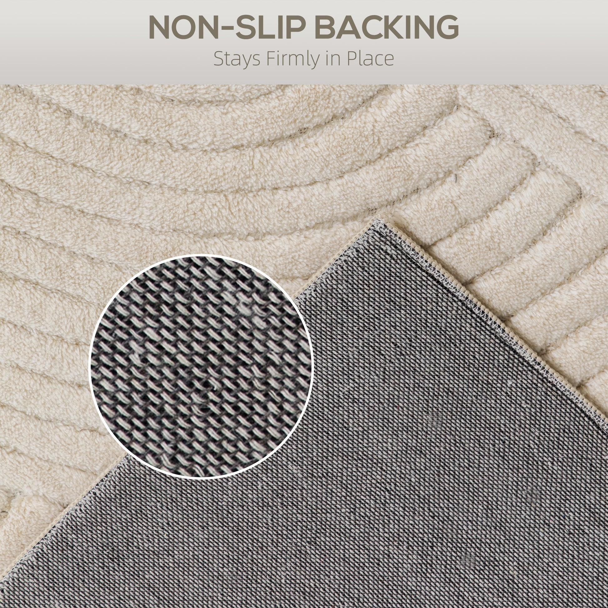 HOMCOM Modern Geometric Rug, Thick Plush, Non-Slip, 160 x 120 cm, Cream, Living Room, Bedroom, Office