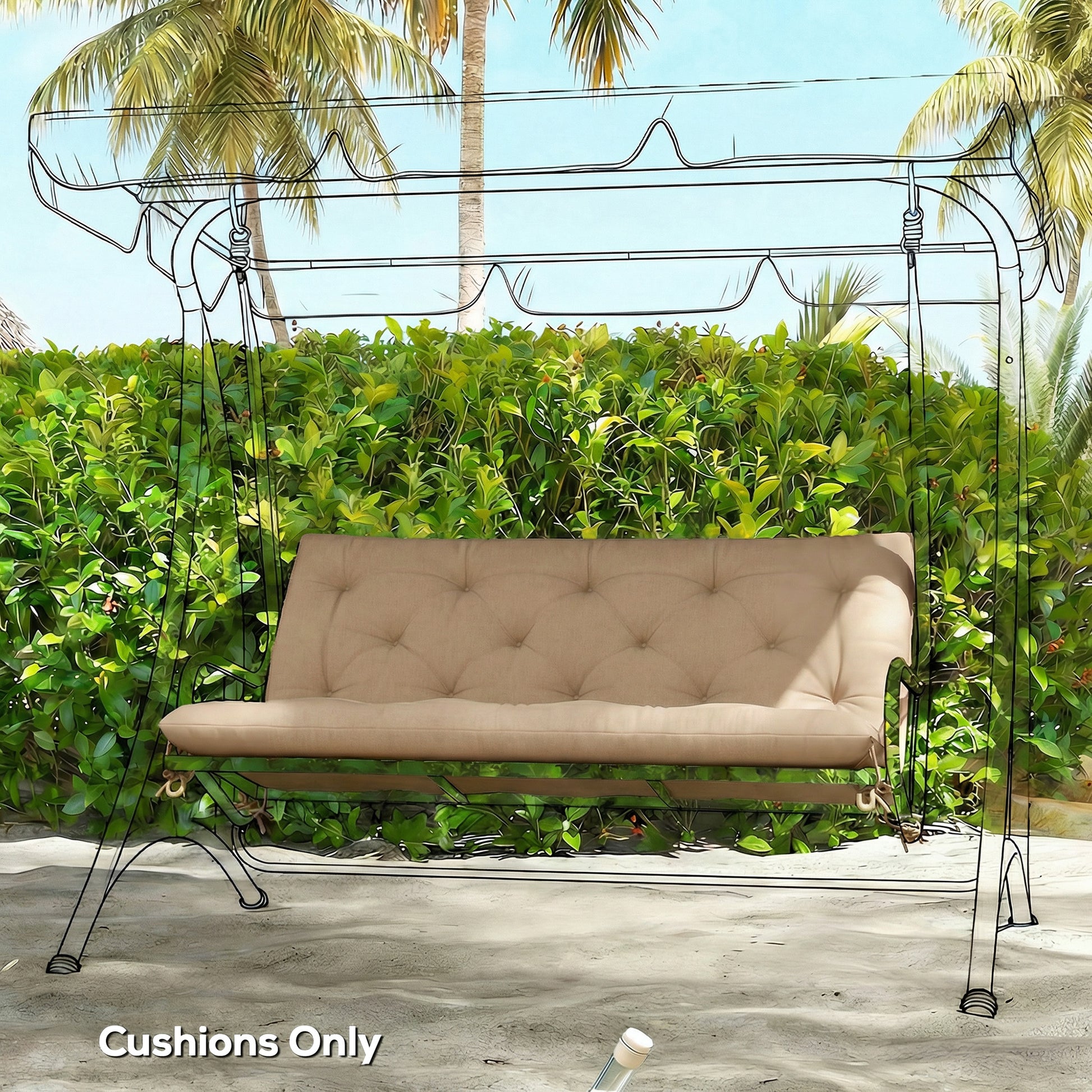 Outsunny Garden Bench Cushion, 2 Seater Swing Chair Cushion, Seat Pad with Ties for Indoor and Outdoor Use, 110 x 120 cm