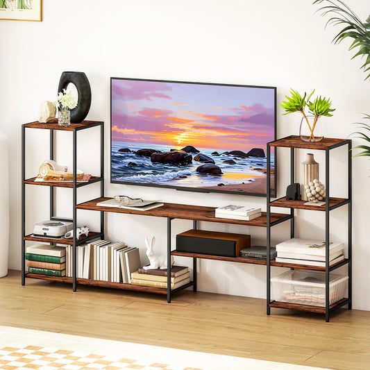 HOMCOM TV Unit for TVs up to 55 Inches, Industrial TV Stand with Storage Shelves, Entertainment Centre for Living Room, Bedroom