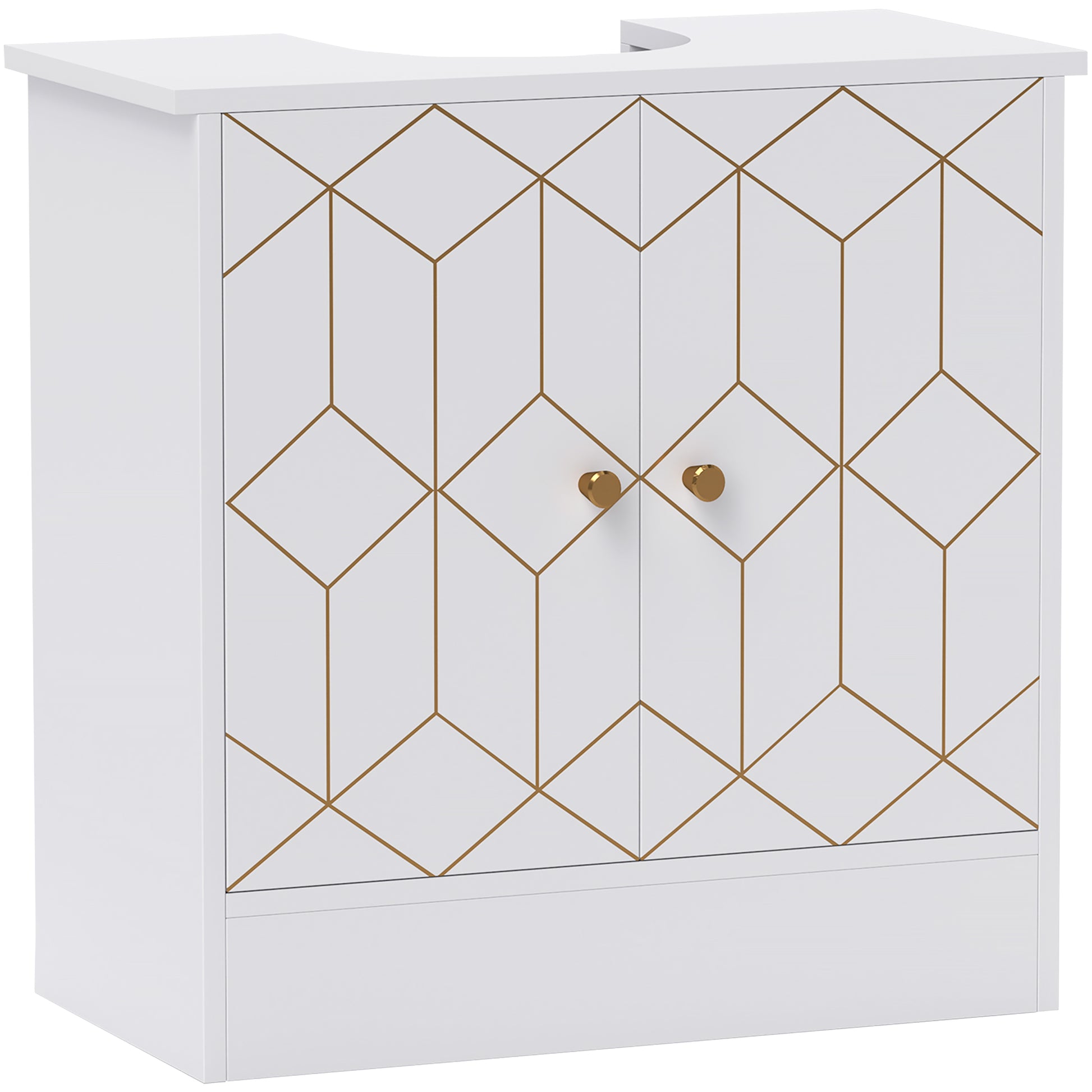 HOMCOM Under Sink Bathroom Cabinet, Under Sink Cabinet with Adjustable Shelf and Open Compartment for Basin with or without Pedestal, 60 x 30 x 60cm, White