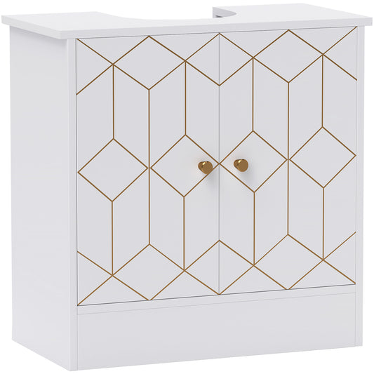 HOMCOM Under Sink Bathroom Cabinet, Under Sink Cabinet with Adjustable Shelf and Open Compartment for Basin with or without Pedestal, 60 x 30 x 60cm, White
