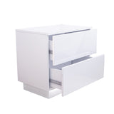 Modern LED Light 2 Drawers Nightstand Storage Shelf Bedside End Table Cabinet without Handle