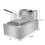 EH81 2500W 220-240V 6.3QT/6L Stainless Steel Single Cylinder Electric Fryer UK Plug