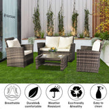 Oshion Outdoor Rattan Sofa Combination Four-piece Package-Grey (Combination Total 2 Boxes)