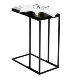 Artisasset Black MDF Countertops Grey Wrought Iron Base Single Layer Snack Table
