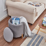 Large Storage Ottoman Velvet Round Footrest Footstool Modern Upholstered Padded Pouffe