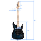 Glarry GST Stylish Electric Guitar Kit with Black Pickguard Dark Blue