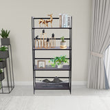 Folding Bookshelf Home Office Industrial Bookcase Wooden Storage Shelves Vintage 4 Tiers Book Rack Organizer