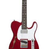 Glarry GTL Semi-Hollow Electric Guitar F Hole HS Pickups Rosewood Pickguard Wine Red