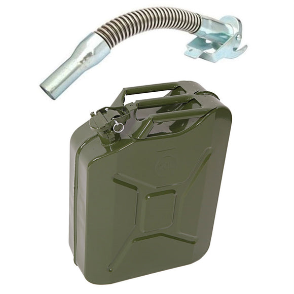 20L 0.6mm Fuel Oil Petrol Diesel Storage Can with British Style Pour Tube Army Green