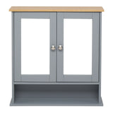 FCH 2 Mirror Door 1 Storage Layer MDF Spray Paint Bathroom Wall Cabinet Gray