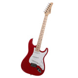 Glarry GST Maple Fingerboard Electric Guitar Bag Shoulder Strap Pick Whammy Bar Cord Wrench Tool Red