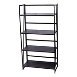 Folding Bookshelf Home Office Industrial Bookcase Wooden Storage Shelves Vintage 4 Tiers Book Rack Organizer