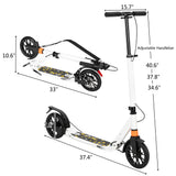 Scooter For Adult and Teens,3 Height Adjustable Easy Folding Double Shock Absorber White - LiamsBargains.co.uk